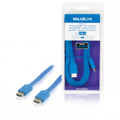 Cablu HDMI tata HDMI tata High Speed cu Ethernet plat 2.00m, albastru foto