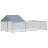 PawHut Volieră țarc cu gard exterior pentru pui de păsări spațiu acoperit oțel galvanizat 18 m&sup2; 6 x 3 x 1,95 m | Aosom Romania