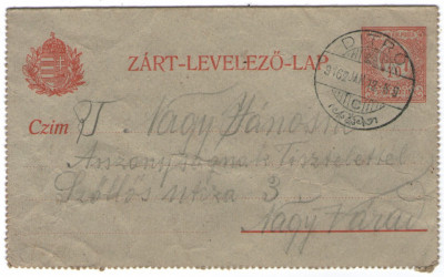 1916 - Oradea, intreg postal foto
