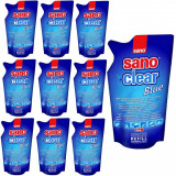 10 x Sano Clear, Rezerva, Blue, Solutie pentru curatat geamuri, 10 x 750ml