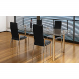 VidaXL Scaune de sufragerie, 4 buc., negru, piele ecologică 60570