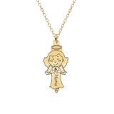 Little Angel - Colier personalizat fetita ingeras din argint 925 placat cu aur galben 24K