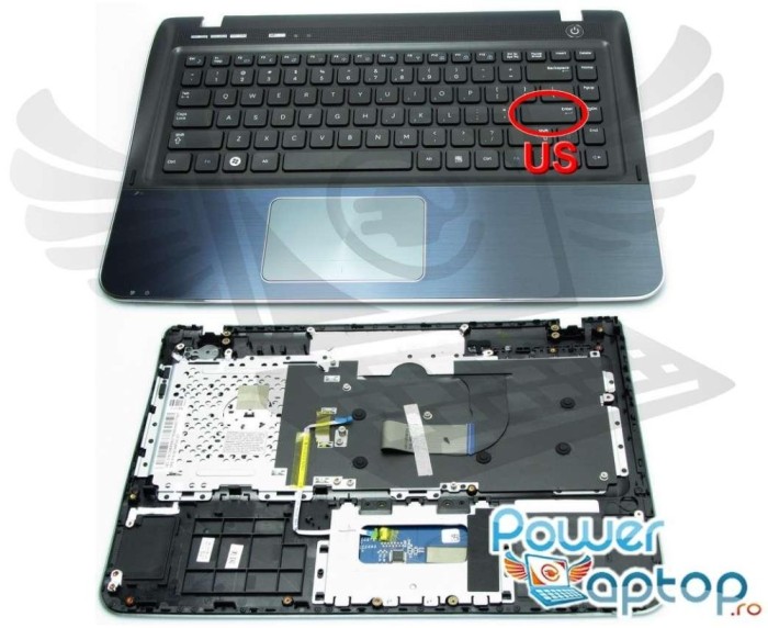 Tastatura HP Samsung SF310 cu Palmrest si Touchpad layout US enter mic, Samsung SF410 cu Palmrest si Touchpad