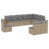 Set canapele de gradina cu perne, 10 piese, bej, poliratan
