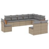 Cumpara ieftin Set canapele de gradina cu perne, 10 piese, bej, poliratan