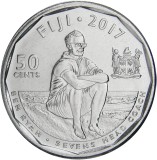 Fiji 50 Cents 2017 - (Rugby 7&#039;s) 26.5 mm KM-528 UNC !!!