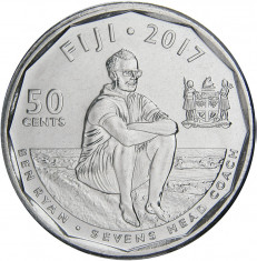 Fiji 50 Cents 2017 - (Rugby 7&amp;#039;s) 26.5 mm KM-528 UNC !!! foto