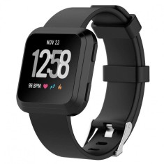 Curea Bratara Edman pentru Fitbit Versa / Versa 2, marimea L, Negru