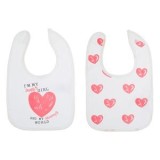 Set Bavete Textile pentru Bebeluși, 2 buc, Albe cu Inimioare Roz, CMCLASS