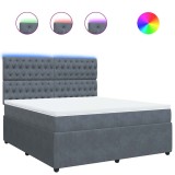 Cumpara ieftin Pat box spring cu saltea, gri inchis, 180x200 cm, catifea