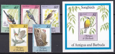 DB1 Antigua &amp;amp; Barbuda 1984 Pasari 5 v. + SS MNH foto