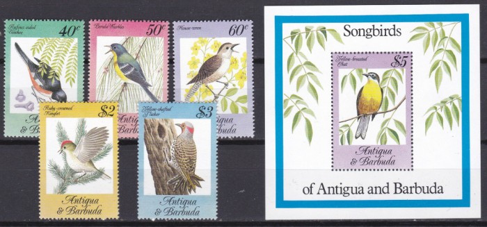 DB1 Antigua &amp; Barbuda 1984 Pasari 5 v. + SS MNH