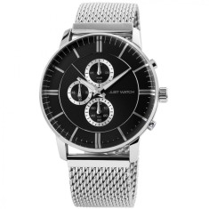 Ceas barbatesc, Just Watch, cronograf, argintiu, bratara inox milaneza foto
