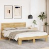 Cadru Pat 160x200 cm Lemn Masiv Stejar vidaXL Maro cu Tăblie+Somiera