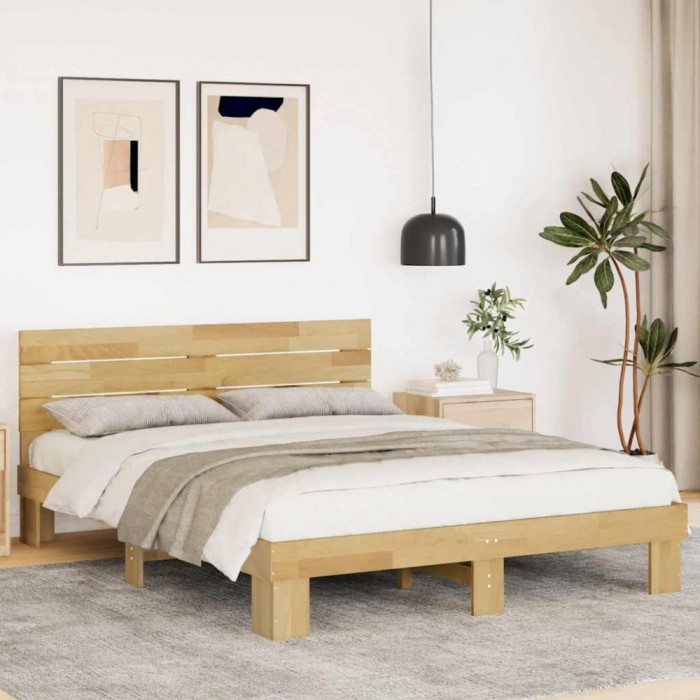 vidaXL Cadru de pat cu tăblie fără saltea 160x200 cm lemn masiv stejar 3315724