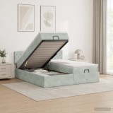 Cumpara ieftin Pat ottoman cu saltea cu headboard 2 pcs Gri deschis Catifea