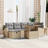 Cumpara ieftin Set de canapele pentru grădină cu pernă 7 pcs Bej Rattan poli