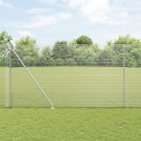 VidaXL &Icirc;mprejmuire Sudată cu 13 Piloni de Spike 1.6x25 m Oțel Galvanizat