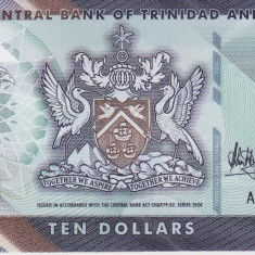 Bancnota Trinidad & Tobago 10 Dolari 2020 - PNew UNC ( polimer )