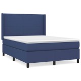 Cumpara ieftin Pat box spring cu saltea, albastru, 140x200 cm, textil