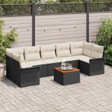 vidaXL Set de canapele pentru grădină 8 pcs Negru Rattan poli