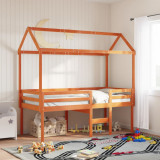 VidaXL Acoperiș pat de copii, maro, 207x80,5x151,5 cm, lemn masiv pin
