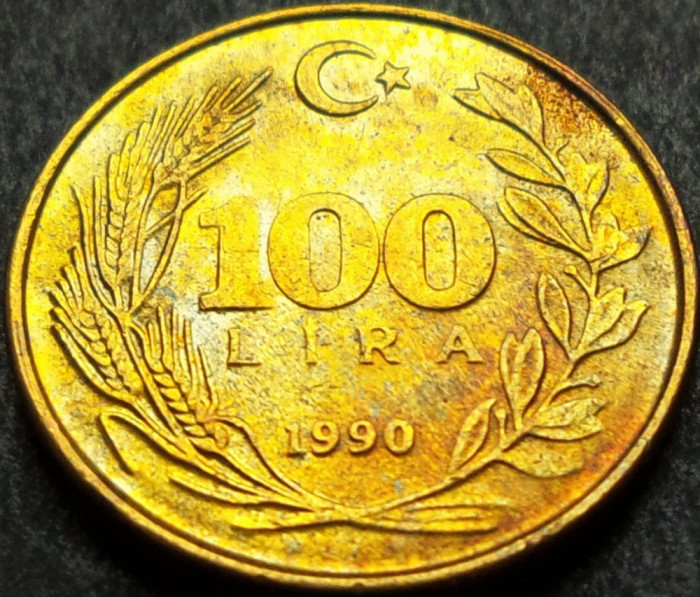 Moneda 100 LIRE - TURCIA, anul 1990 *cod 1145 B