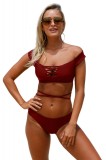 SW1224-2113 Costum de baie burgundy, in doua piese
