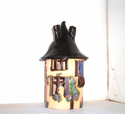 Lanterna ceramica traforata si emailata, hand made - Art-Studio - semnata HW 92 foto