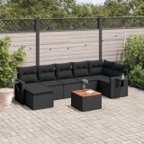 VidaXL Set mobilier de grădină cu perne, 8 piese, negru, poliratan
