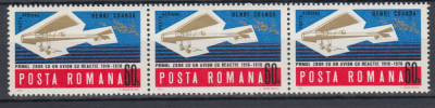 ROMANIA 1970 LP 750 AVIONUL CU REACTIE HENRI COANDA STRAIF DE 3 TIMBRE MNH foto