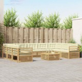 vidaXL Set de canapele de exterior 10 pcs Alb și crem Poliester 3391175