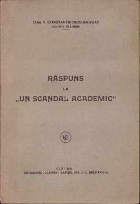 C5492N Răspuns la un scandal academic de dna E Constantinescu-Bagdat, 1934 foto