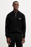 BOSS Green pulover culoarea negru, light, cu guler, 50541953