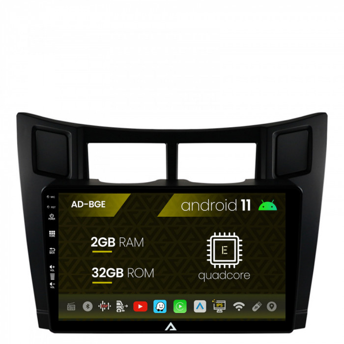 Navigatie Toyota Yaris (2005-2012), Android 11, E-Quadcore 2GB RAM + 32GB ROM, 9 Inch - AD-BGE9002+AD-BGRKIT103