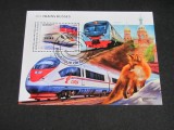 Guineea 2021 Timbre Poștale &ndash; &bdquo;Les Trains Russes&rdquo;, Allegro și Sapsan, 60000 FG, Obliterat Conakry, Ilustrație cu Vulpe , colecție tematică feroviară