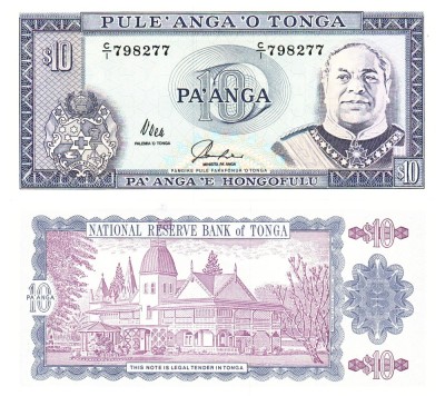 Tonga 10 Pa&amp;#039;anga 1992-95 P-28 UNC foto