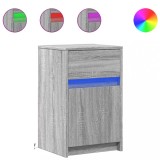 Cumpara ieftin Noptiere cu lumini LED, 2 buc., sonoma gri, lemn prelucrat