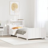 VidaXL Cadru de pat fără saltea, alb, 75x190 cm, lemn masiv de pin