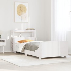 vidaXL Cadru de pat fără saltea, alb, 75x190 cm, lemn masiv de pin