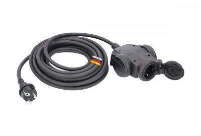 Cordon prelungitor cu bloc 3 prize din cauciuc pentru santier 10 metri 3G2.5 H07RN-F 230V 16A IP44 foto