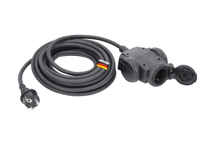 Cordon prelungitor cu bloc 3 prize din cauciuc pentru santier 10 metri 3G2.5 H07RN-F 230V 16A IP44