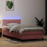 VidaXL Pat box spring cu saltea, roz, 80x220 cm, catifea 3317006