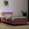vidaXL Pat box spring cu saltea, roz, 80x220 cm, catifea 3317006