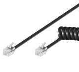 Cablu telefon spiralat 4 fire 2m Negru, TK4RS-02B
