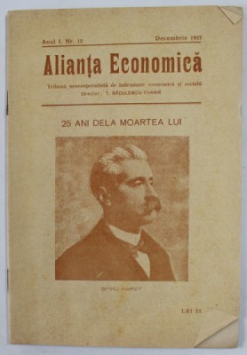 ALIANTA ECONOMICA , TRIBUNA NEOCOOPERATISTA .., ANUL I , NR. 12 , DECEMBRIE , 1937 foto
