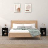 VidaXL Noptiere, 2 buc., negru, 40x35x55 cm, lemn masiv de pin