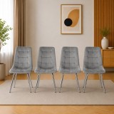 Set 4 scaune bucatarie si living Artool Cieza, catifea gri deschis