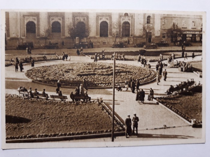 SIBIU - PIATA REPUBLICII - SEPIA - BILINGVA - ROMANA - RUSA - ANII 1950