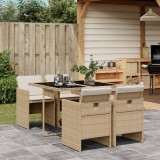 Cumpara ieftin Set mobilier de grădină cu perne, 5 piese, bej, poliratan
